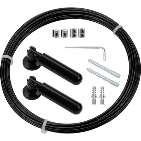 Câble de rideau en acier inoxydable 5m - Kit fixation murale - Fil métallique pour rideaux, linge à linge, accrochage tableaux et décoration intérieure (1/5)