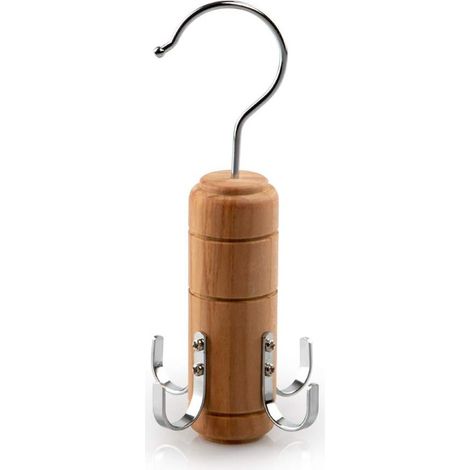 Sollbry Percha de madera para cinturones, 4 ganchos, para bufandas, corbatas y accesorios de armario, rotación de 360 grados (color madera) (1/3)