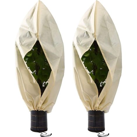 Lot de 2 housses d'hiver pour plantes d'extérieur avec cordon, réutilisables, 80 x 100 cm (1/4)