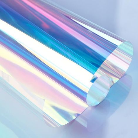Sunice Rouleau de film autocollant en vinyle transparent effet arc-en-ciel irisé pour décoration de fenêtres résidentielles,60 x200 (1/4)