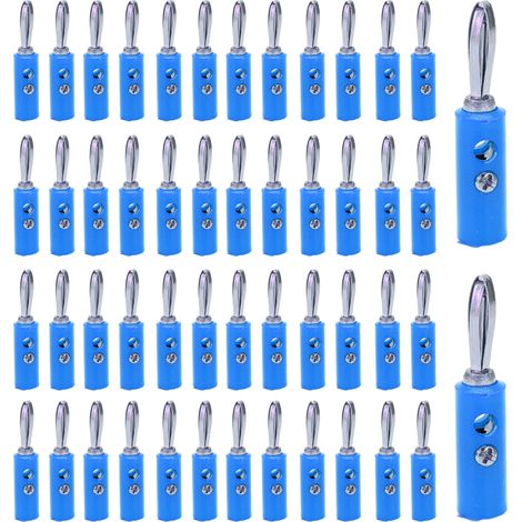 Fiche banane JT-002 4mm nouveau type, connecteur sans soudure pour instrument pédagogique, bleu (1/5)