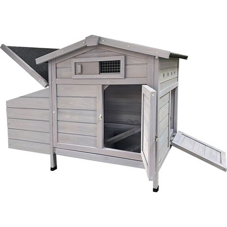 Gallinero elevado de madera con nido de puesta 104,5 x 58 x 71,3 cm gris claro MODENUIT (1/5)
