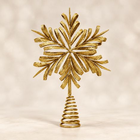 Enowelir Étoile de Sommet Arbre de Noël Fer Flocon Doré Relief 33x22x5CM Décoration Maison Extérieur Bricolage (1/4)