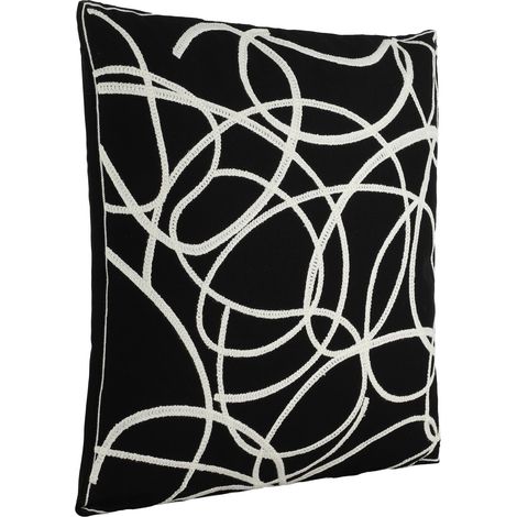 EGLO LIVING Kissen Chevery, Line-Art Couch Zierkissen, Dekokissen minimalistisch aus Baumwolle und Polyester in Schwarz und Weiß, Kissenbezug bestickt mit Inlett, Sofakissen 45x45 cm