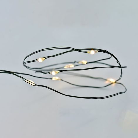 Striscia con nanoled a luce Calda a batteria filo in metallo verde per uso interno -50 - 4.90 metri