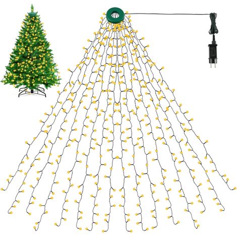400 LED Christmas Tree String Lights, 2M Tall 16 String Christmas Tree Lights, 90cm 120cm 150cm 200cm Tree Wrap Lights, Party, Christmas, Evening, Wedding, Garden - Warm White [Energy Class A+] (1/5)