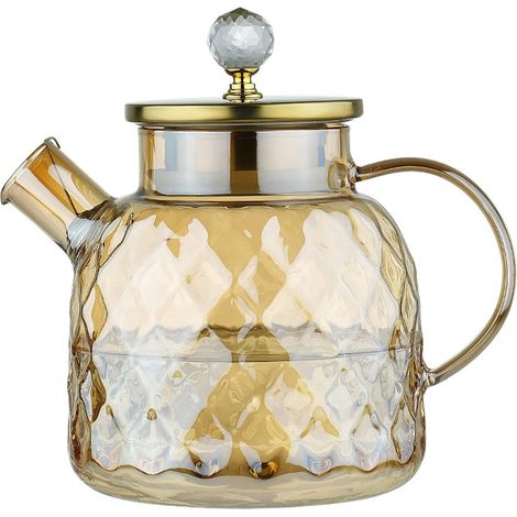 Carafe verre borosilicate 1,5L, couvercle, anse, résistante chaleur, lait/jus/thé glacé/eau chaude. (1/5)