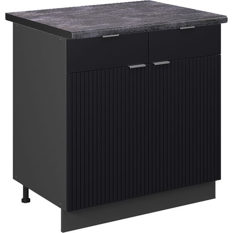 Mobiletto base per cucina Fame-Line, Nero rigato, 80 cm , PL Antracite, Vicco