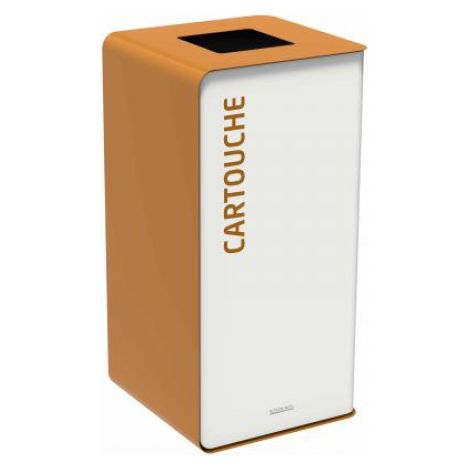Borne de tri sélectif Cubatri, sans serrure - cartouche - 75l - blanc / bleu ciel - RAL 8001 (1/3)