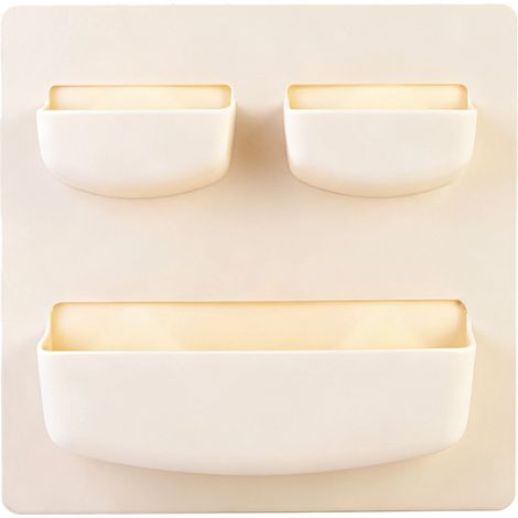 Wandregal für Bad und Küche – Horizontaler Organizer, PP, 21,5 x 21,5 cm, aprikosenfarben, mit doppelseitigen Klebestreifen – 250 g (1/5)