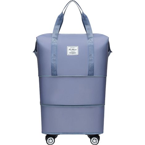 Maleta con ruedas expandible y plegable, bolsa deportiva con ruedas desmontable, bolsa de viaje grande para mujer, azul claro, talla única