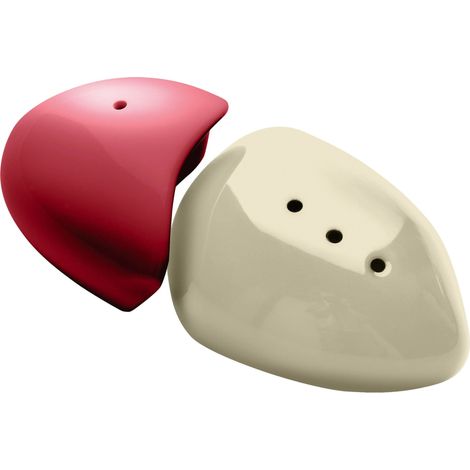 Interiors By Premier Stylish Red And Cream Salt And Pepper Set, Pebble Design Salt And Pepper Set,  Durable Salt And Pepper Set