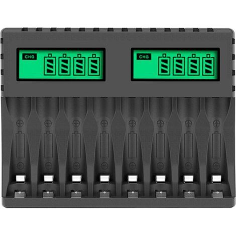 8 Slots Chargeur Piles Rechargeable Charge Rapide pour AA AAA Rechargeable avec Port USB (1/5)