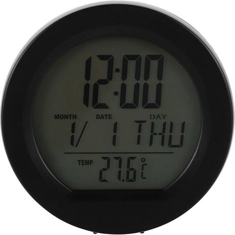Horloge de tableau de bord pour voiture : Horloge de tableau de bord solaire avec affichage de la température et de la date, recharge automatique - Thermomètre automobile pour véhicules (1/5)