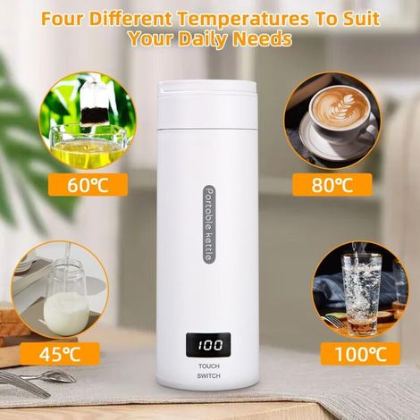 500ML Mini Portable Electric Travel Kettle, 4 Temperatures Electric Kettle, 304 Stainless Steel with Brushes and Bags, Fast Heating Cup for Tea Milk Coffee Auto Shut Off (1/4)