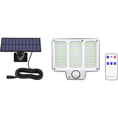 LED-Wandleuchte mit Bewegungsmelder (300 lm), abnehmbarem 5,51-Zoll-Solarpanel, Fernbedienung und 300-lm-Licht.