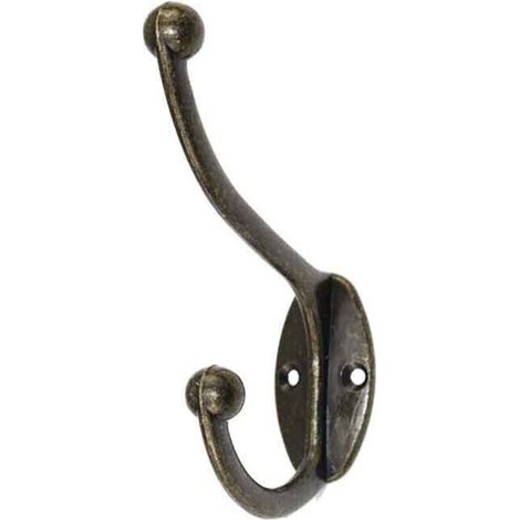 [NON UTILIZZATO] Set di 5 ganci da parete in ferro per cappotti, cappelli, asciugamani e vestiti. Finitura bronzo/ottone anticato. Stile vintage.