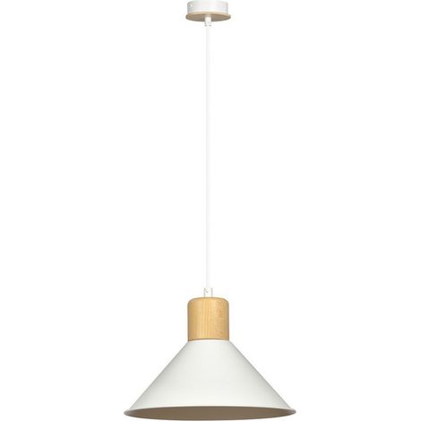 Lampada a Sospensione Rowen, Acciaio verniciato a polvere, Legno, Bianco, 25x100x25 cm (1/5)
