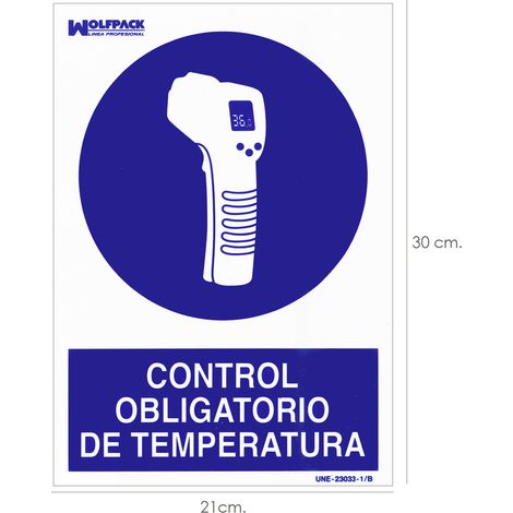 Hinweisschild „Temperaturkontrolle obligatorisch“ 30x21 cm.