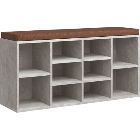 Panca portascarpe con cuscino sedile marrone 103 x 30 x 48 cm legno composito colore grigio cemento DEC024903