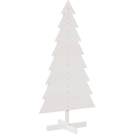 Arbre de Noël Sapin de Noël en bois pour décoration blanc 150 cm pin massif (1/5)