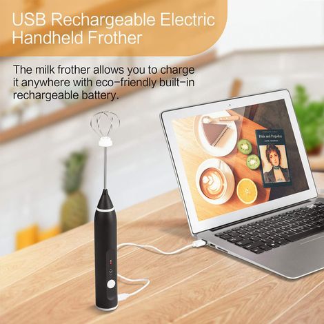 Mousseur à lait électrique, batteur à œufs automatique, mélangeur rechargeable par USB, 3 vitesses, outil pour mélanger le café et les boissons. (1/5)