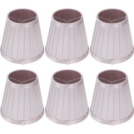 Abat-jour simple et moderne, abat-jour en tissu, abat-jour de lustre, adapté au modèle d'interface d'ampoule E14 (diamètre 14 mm), rose violet, 6 pièces