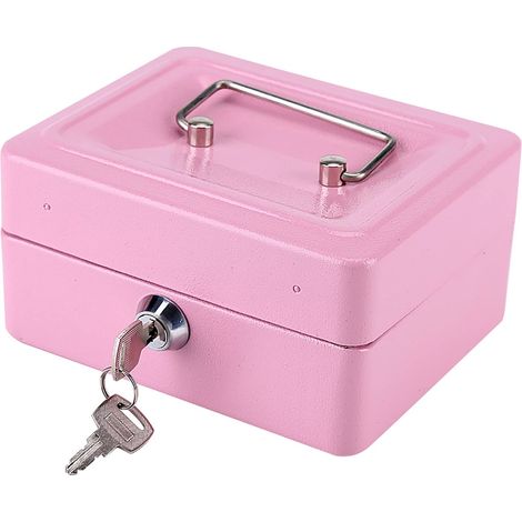 1Pc Coffre-fort Mini Caisse Coffre-fort Portable Coffre-fort Bijoux Boîte De Sécurité Coffre-fort Domestique Boîte De Verrouillage Avec Serrure à Clé Pour Bureau Enfants Adultes(Rose) (1/5)