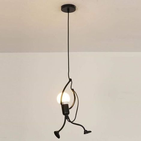Lustre Suspension Humanoïde E27 Noir (1/4)