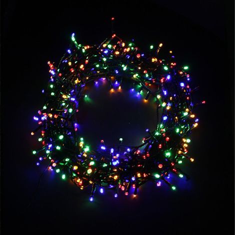 Guirlande LED Clignotante 25M 500LED IP44 avec timer - câble vert MULTICOULEUR - SILUMEN (1/5)