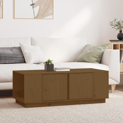 Table basse Table de salon Bout de canapé Marron miel 110x50x40 cm Bois massif de pin 51351 (1/5)