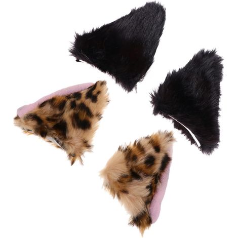 2 Pairs of Flannel Cat Ear Hair Clips (1/5)