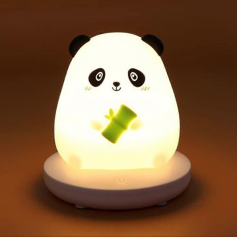 Luz nocturna LED infantil, linda luz nocturna de panda, luz nocturna de silicona suave con sensor táctil, lámpara LED portátil de silicona con forma de animal para niños, recargable por USB. (1/5)