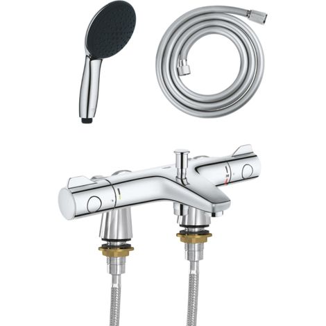 Mitigeur baignoire thermostatique GROHE Precision Trend avec colonnettes Idro'Flex + Douchette 2 jets Start + Flexible (1/4)