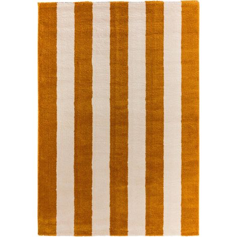 sweeek - Teppich innen ocker-weiß gestreift - 200 x 280 cm