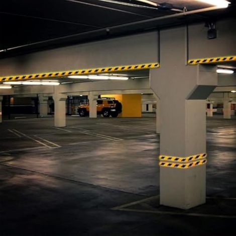 Bande réfléchissante autocollante 5 cm x 10 m, noire et jaune (1/3)