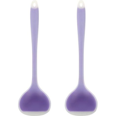 Cuillères à soupe en silicone pour remuer, mélanger et goûter - Décoration de cuisine - Lot de 2 (1/5)