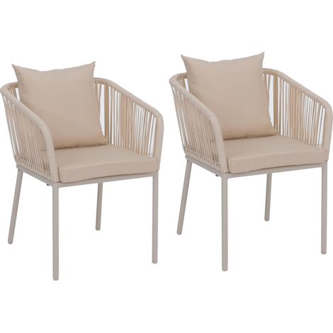 Lot de 2 chaises de jardin HWC-N41, accoudoirs d'extérieur, résistantes aux intempéries, tressage en (1/5)