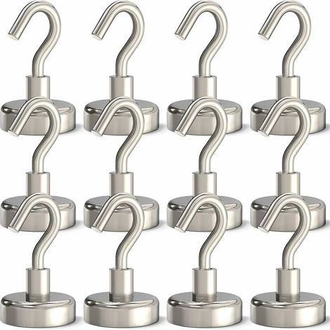 Crochet magnétique lourd, aimant de 35 LB, avec crochet, pour suspension, pour croisière, barbecue, réfrigérateur, cuisine 12 PCS (1/4)