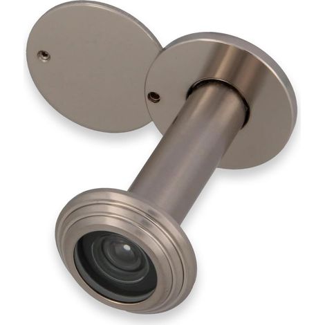 1 Judas De Porte Acier Allié Lentille Grand Angle Finition Chrome Mat Pour Épaisseur 55-80 Mm Intérieur Extérieur