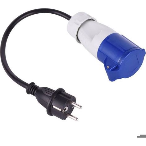 Adaptateur Caravane Femelle-Mâle CEE17 - 30 cm - Raccordement Camping Enrouleur Borne - 2 Pôles + Terre - IP20 (1/5)