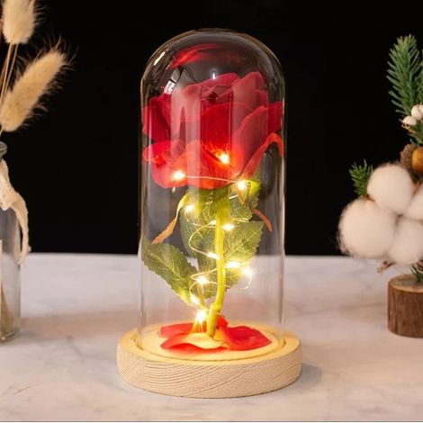 Lampe bouteille en verre rose - Magnifique lampe bouteille LED rose aux couleurs vibrantes avec fleurs séchées - Cadeau idéal pour la Saint-Valentin (1/5)