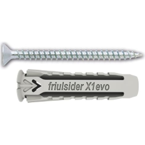 TASSELLO NYLON 'X1 EVO' CON VITE TPS TRUCIOLARE mm 10 x 50 - vite 6 x 60- 25 pezzi  - FRIULSIDER