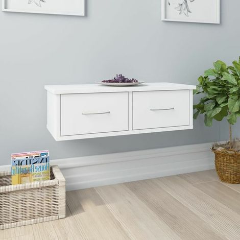 etagere murale avec tiroirs Blanc 60x26x18,5 cm Agglomere (1/5)
