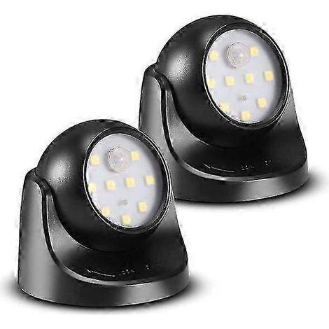 Applique murale LED sans fil étanche 6000K, alimentée par batterie, avec détecteur de mouvement - allumage/extinction automatique (lot de 2), blanc froid (1/5)