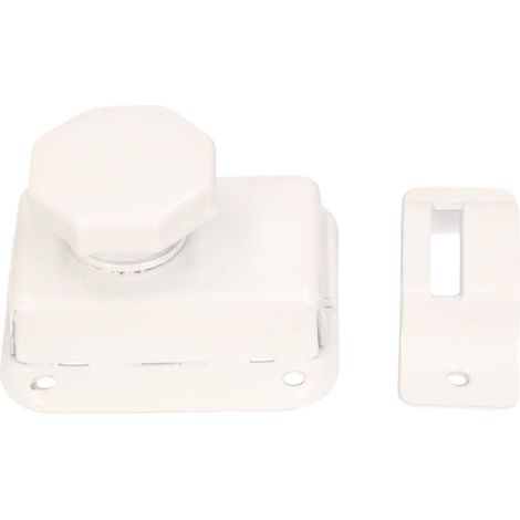 Verrou coulissant blanc/marron - Verrou de porte - Verrou antivol (blanc) (1/5)