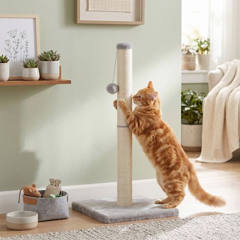 Griffoir pour Chat en Sisal Naturel avec Base Stable et Jouet pour Grands Chats 40 x 40 x 84 cm Gris (1/5)
