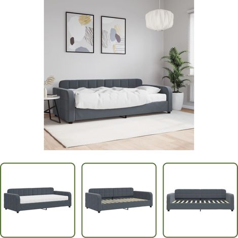 Schlafsofa -  Tagesbett mit Matratze Dunkelgrau 90x200 cm Samt (1/5)