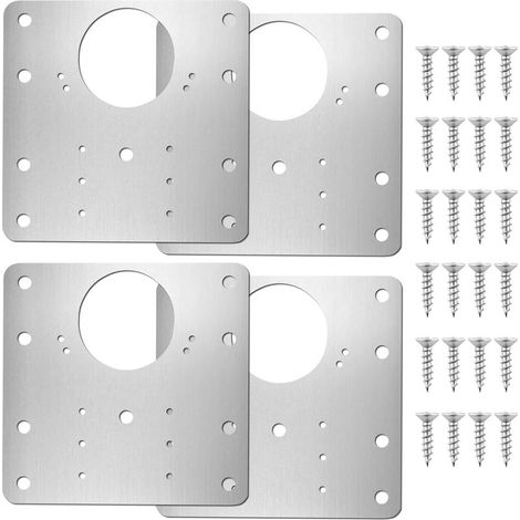 4 PCS Plaque de Reparation Charniere kit de Plaque Charniere Porte Placard avec 24 Vis Réparation Charniere Porte Placard pour Bois Étagères Armoires Meubles H217 (1/5)