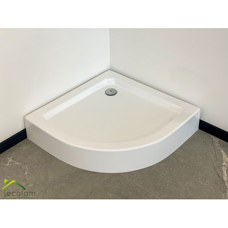 ECOLAM Receveur de douche Semi-circulaire Alex 70x70 cm Hauteur: 16 cm, Profondeur: 4 cm siphon+ silicone acrylique blanc (1/5)